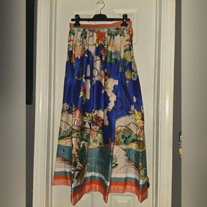ANTONIO MELANI Vibrant Floral Maxi Skirt - Blue and Orange
